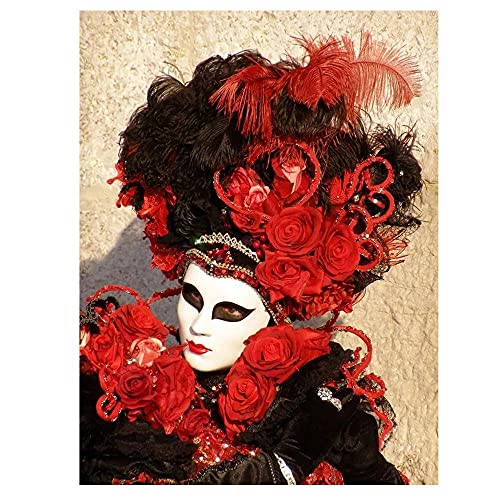 Licnay Diamond Painting Maske Sexy Dame Kreuzstich Voller Diamant Strass Stickerei DIY 5D Große Größe Geschenk Mosaik Dekoration Kunsthandwerk Komplette Kit,Runder Bohrer,50x60cm von Licnay