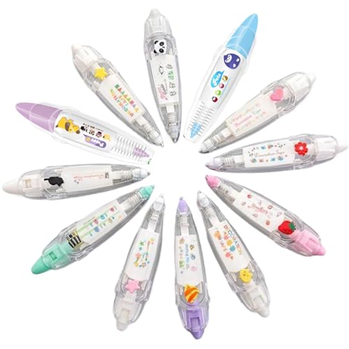 Correction Tape Pen, 12 pcs niedliche Radiergummis DIY Spitzen dekorative Stifte, kreative Cartoon -Muster -Scrapbooking -Aufkleber Diary Decor für Kinder Erwachsene und Karte von Licsaliwe