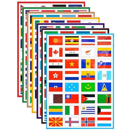 Flaggenaufkleber Länderaufkleber 196 Stück wasserdichte Weltflaggenaufkleber selbstklebende Flaggenaufkleber 4, 6 x 3 cm Mini-Länderflaggenaufkleber für Sportveranstaltungen von Licsaliwe