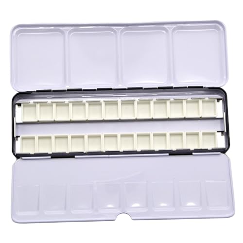 Leere Aquarellpalette, Eisenform hält 24 halbe/ 12 -ganze Pfannen mit Deckel zum Aufbewahrungsmischung/ 9x3 von Licsaliwe