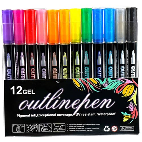 Licsaliwe 12 Farbdoppellinien -Metallic Highlighters, Schimmer -Glitzer -Marker für Kunst, Journaling, Grußkarten, DIY Licsaliwe 12 Farbdoppellinien -Metallic Highlighters, Schimmer -Glitzer -Marker für Kunst, Journaling, Grußkarten, DIY von Licsaliwe