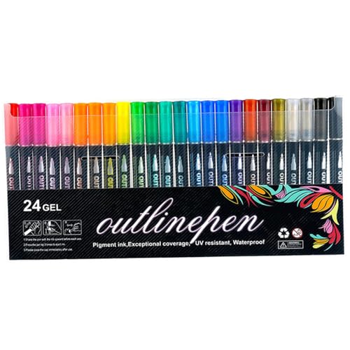 Licsaliwe 24 Farbdoppellinien -Metallic Highlighters, Schimmer -Glitzer -Marker für Kunst, Journaling, Grußkarten, DIY Licsaliwe 24 Farbdoppellinien -Metallic Highlighters, Schimmer -Glitzer -Marker für Kunst, Journaling, Grußkarten, DIY von Licsaliwe