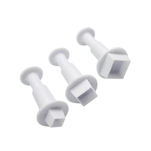 Licsaliwe 3 Stcs quadratisch geformtes Keks -Kolben Cupcake Toppers Formkuchen -Dekorationswerkzeug für Fondantgummi -Gebäck Weiß von Licsaliwe