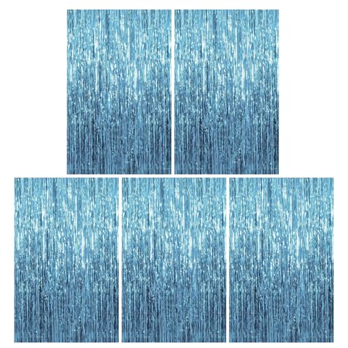 Licsaliwe Blue Tinsel Backdrop, 5pcs Metallic Foil Randvorhänge für Geburtstag Hochzeitsfeier/ 39.4x78.7in Licsaliwe Blue Tinsel Backdrop, 5pcs Metallic Foil Randvorhänge für Geburtstag Hochzeitsfeier/ 39.4x78.7in von Licsaliwe