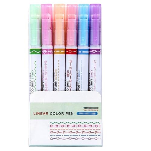 Licsaliwe Geflogene Kurve Highlighter Pen Set, 6 Farbflaszstifte Highlighter Marker mit Kurven, Sternen, Blumen und mehr Umriss für Karten Malbücher Schreiben Zeichnen Licsaliwe Geflogene Kurve Highlighter Pen Set, 6 Farbflaszstifte Highlighter Marker mit Kurven, Sternen, Blumen und mehr Umriss für Karten Malbücher Schreiben Zeichnen von Licsaliwe