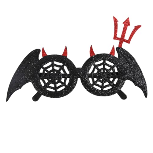 Licsaliwe Halloween-Brille glitzernde Spinnennetz-Fledermaus-Brillenfassung mit flexiblem Bein Halloween-Partygeschenke für Cosplay und Foto-Requisiten Schwarz von Licsaliwe