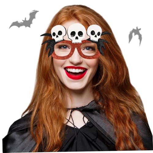 Licsaliwe Halloween-Sonnenbrille glitzernder Totenkopf-Brillenrahmen mit flexiblem Bein Halloween-Partygeschenke für Cosplay und Foto-Requisiten Weiß von Licsaliwe