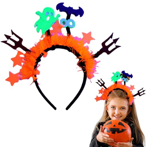 Licsaliwe Halloween-Stirnband fluoreszierender Geister-Dreizack-Haarreif elastisches Halloween-Haar-Accessoire für Cosplay und Foto-Requisite von Licsaliwe