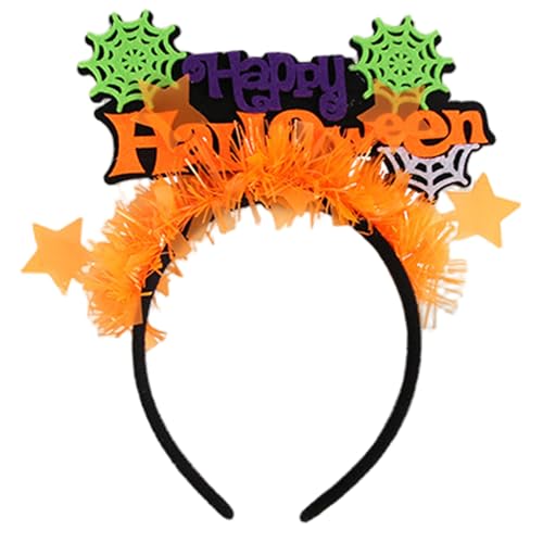 Licsaliwe Halloween-Stirnband fluoreszierendes Spinnennetz und Buchstaben-Haarschleife elastisches Halloween-Haar-Accessoire für Cosplay und Foto-Requisiten von Licsaliwe