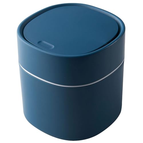 Licsaliwe Mini-Desktop-Mülleimer, 2L Plastikmüll Mülleimer, Versiegelung Kleinser Autodose mit Press-Deckel für Schlafzimmer Küchenkommode Büro-Schreibtisch von Licsaliwe