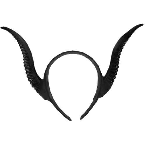 Licsaliwe Teufelshörner-Stirnband schwarzes gotisches Ziegenhörner-Haarband für Halloween-Kostüm Cosplay Foto-Requisiten von Licsaliwe