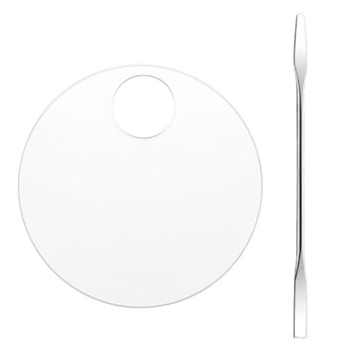 Make -up -Mischpalette Acryl transparente kosmetische Farbmischschale mit Spatel rund, Make -up -Mischpaletten Make -up -Mischpalette Acryl transparente kosmetische Farbmischschale mit Spatel rund, Make -up -Mischpaletten von Licsaliwe