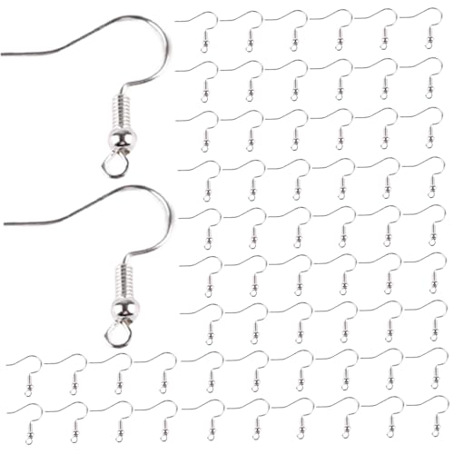 Silberne Ohrringhaken 50 Paar Ohrringhaken zur Schmuckherstellung galvanisiertes Eisen Ohrringzubehör mit Schlaufe DIY-Fischhaken-Ohrringe zur Schmuckherstellung von Licsaliwe