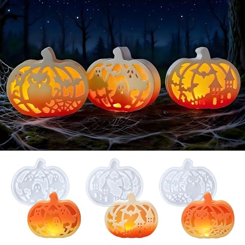 Silikonform Halloween Kürbis | Silikonformen Gießformen Herbst Gießformen Silikon Kürbis Silikonform Kerzenhalter Gießform, Gipsformen zum Gießen für DIY Herbst Halloween Deko (Kürbis) von Lidary