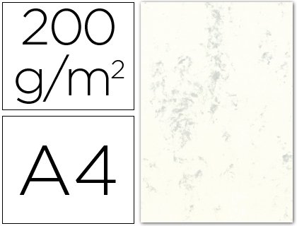 Kartenstapel marmoriert DIN A4 200 gr. Creme Klar Paket 100 H. von Liderpapel