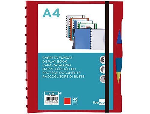 Liderpapel A4 Ordner mit 40 austauschbaren Hüllen 5 September und gummiertem Cover und personalisierbarem Rücken, Rot Liderpapel A4 Ordner mit 40 austauschbaren Hüllen 5 September und gummiertem Cover und personalisierbarem Rücken, Rot von Liderpapel