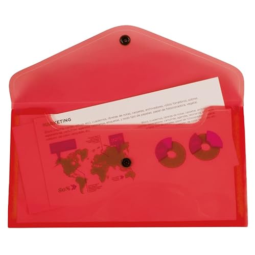 Liderpapel Aktenmappe mit Brosche, Polypropylen, Größe amerikanischer Umschlag, 260 x 140 mm, durchscheinend rot von Liderpapel