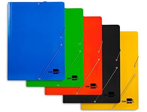 Liderpapel Gummizugmappe mit 3 Klappen, laminierter Karton, verschiedene Farben von Liderpapel