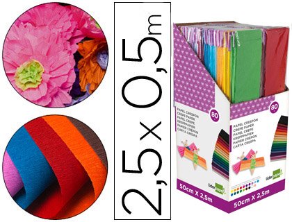 Liderpapel Krepppapier, 0,50 x 2,50 m, in Zellophanfolie verpackt, 80 Stück, verschiedene Farben von Liderpapel