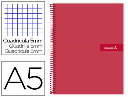 Liderpapel Notizbuch, Spiralbindung, A5, Microcrafty, gefüttert, 120 h, 90 g, Rahmen, 5 mm, 5 Bänder, 6 Löcher, Rot Liderpapel Notizbuch, Spiralbindung, A5, Microcrafty, gefüttert, 120 h, 90 g, Rahmen, 5 mm, 5 Bänder, 6 Löcher, Rot von Liderpapel