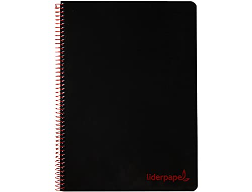 Liderpapel Notizbuch A5 Micro Wonder Deckel Kunststoff 120h 90g Rahmen 5 mm 5 Streifen 6 Löcher schwarz von Liderpapel