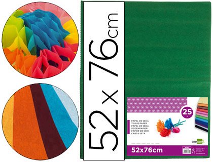 Liderpapel Seidenpapier, Dunkelgrün 52 x 76 cm 18 gr/m2 Packung mit 25 Blatt von Liderpapel