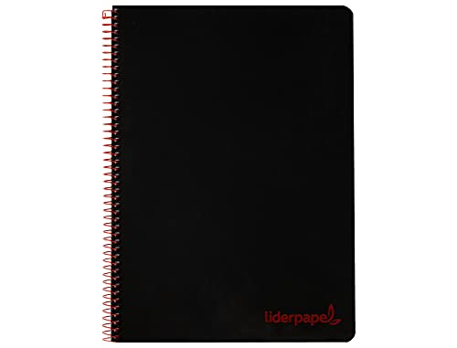 Liderpapel Notizbuch A4 Micro Wonder Kunststoffdeckel 120h 90g Rahmen 5mm 5 Bänder 4 Löcher schwarz von Liderpapel