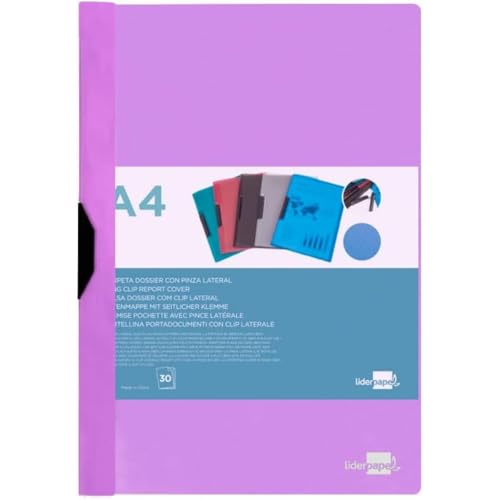Ordner Liderpapel Dossier Seitenklammer, Polypropylen, DIN A4, blickdicht, Lavendel, 30 Blatt von Liderpapel