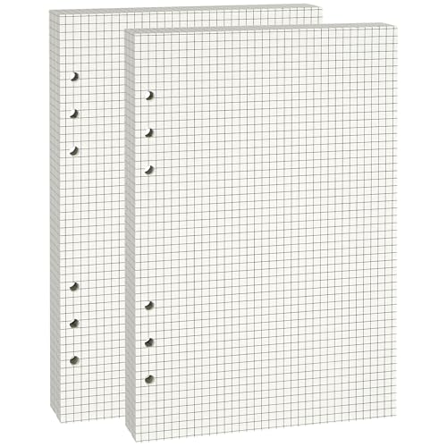 A5-Raster-Papier, 6-Loch-Binder-Nachfülleinlagen für 6-Loch-Binder-Notizbücher, Stärke 100 g/m², Beige, 2 Stück (enthält 160 Blatt) von Lidwot