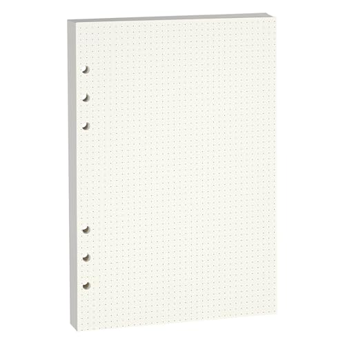 A5 gepunktetes Loseblatt-Papier, 6-Loch-Binder-Nachfülleinlagen für 6-Loch-Binder-Notizbücher, Dicke 100 g/m², Beige, 1 Packung (enthält 80 Blatt) von Lidwot