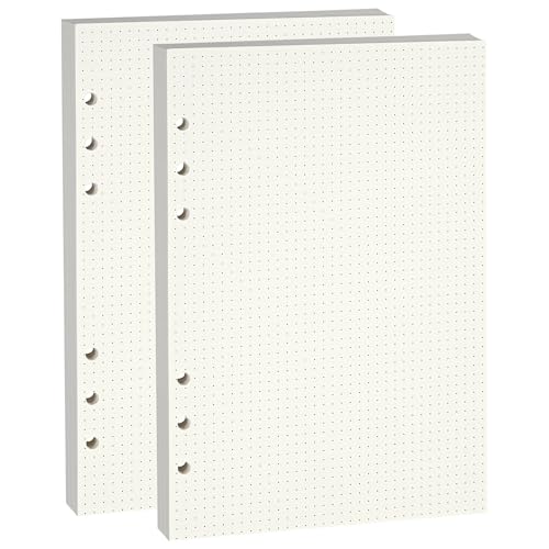 A5 gepunktetes Loseblatt-Papier, 6-Loch-Binder-Nachfülleinlagen für 6-Loch-Binder-Notizbücher, Dicke 100 g/m², Beige, 2 Stück (enthält 160 Blatt) von Lidwot