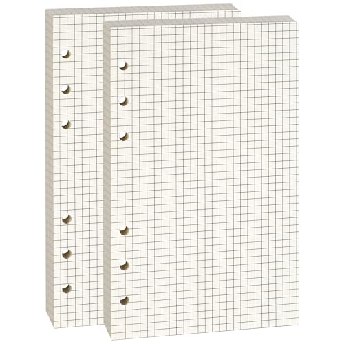 A6-Raster-Papier, 6-Loch-Binder-Nachfülleinlagen für 6-Loch-Binder-Notizbücher, Stärke 100 g/m², Beige, 2 Stück (enthält 160 Blatt) von Lidwot