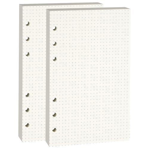 A6 gepunktetes Loseblatt-Papier, 6-Loch-Binder-Nachfülleinlagen für 6-Loch-Binder-Notizbücher, Dicke 100 g/m², Beige, 2 Stück (enthält 160 Blatt) von Lidwot