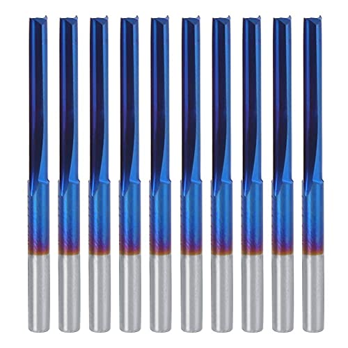 10Pcs 3.175mm CNC Fräser Hartmetall 2 Flöte Gerade Fräser Nano Blue Coating Schaftfräser für Holz MDF Acryl PVC von LiebeWH