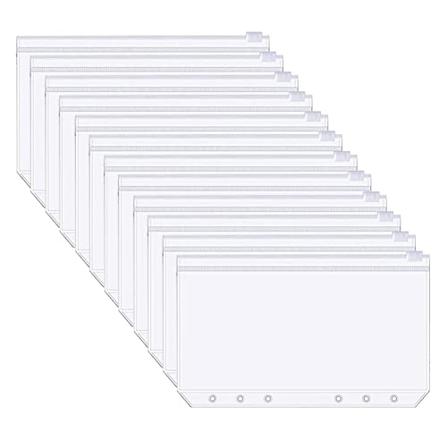 12 Stück A6-Ordnertaschen, PVC, 6 Löcher, Umschläge, Transparenter Kunststoff, Geldbudget-Umschläge für Dokumenten-Organizer zu Hause (-10347512) von LiebeWH
