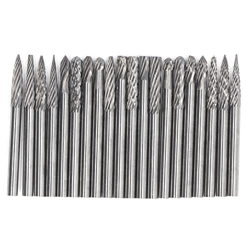 20-teiliges Wolframkarbid-Frässtift-Set, 1/8-Zoll-Schaft, Hartmetall-Rotationsfräser, Doppelschnitt-Kegelschaftfräser-Frässtift-Set Zum Schleifen und Gravieren 20-teiliges Wolframkarbid-Frässtift-Set, 1/8-Zoll-Schaft, Hartmetall-Rotationsfräser, Doppelschnitt-Kegelschaftfräser-Frässtift-Set Zum Schleifen und Gravieren von LiebeWH