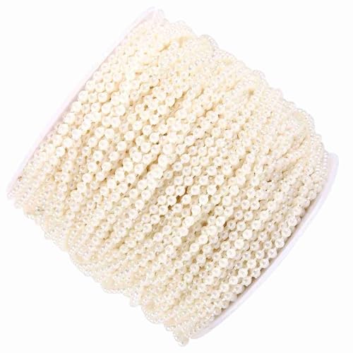 LiebeWH 50m Roll 3mm Angelschnur Perlen für Handwerk Perlen Streich Kette Girlande Hochzeitsdekoration Mittelstücke (Beige) von LiebeWH