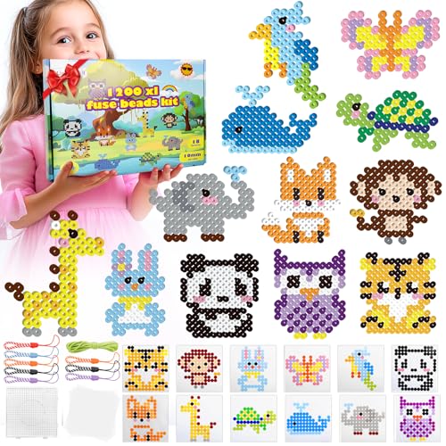 10mm Große Bügelperlen Set, 18 Farben 1200 Stück XL Bügelperlen mit Steckplatte, 12 Tiere Muster, 8 Schlüsselbänder und 5 Bügelpapier, Kreatives Perlenset DIY Geschenk Handwerk für Kinder ab 3 Jahren 10mm Große Bügelperlen Set, 18 Farben 1200 Stück XL Bügelperlen mit Steckplatte, 12 Tiere Muster, 8 Schlüsselbänder und 5 Bügelpapier, Kreatives Perlenset DIY Geschenk Handwerk für Kinder ab 3 Jahren von Lieberwell