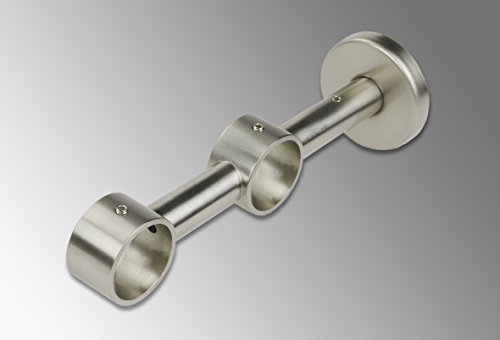 Doppelträger 15,5 cm, 2-läufig für Gardinenstangen, Rohre 28 mm ø | Edelstahl-Optik | 1 Stück Doppelträger 15,5 cm, 2-läufig für Gardinenstangen, Rohre 28 mm ø | Edelstahl-Optik | 1 Stück von Liedeco