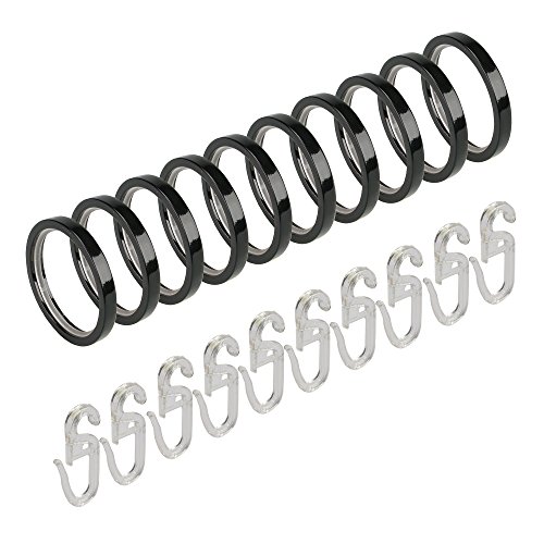 Liedeco Flachringe mit Gleiteinlage und Faltenlegehaken für Gardinenstangen 20 mm Piano Klavierlack-Serie | 10 Stück | schwarz von Liedeco