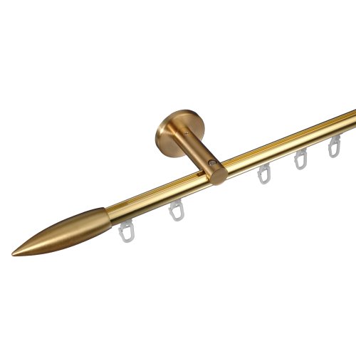 Liedeco Gardinenstange Vorhangstange Stilgarnitur Bullet | 16 mm Ø (Gold-matt, 120 cm 1lfg Innenlauf) von Liedeco
