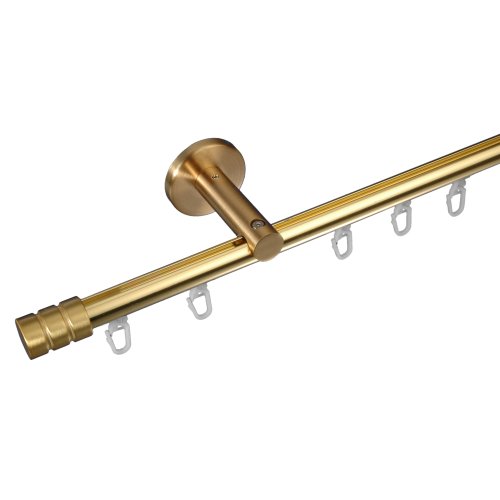 Liedeco Gardinenstange Vorhangstange Stilgarnitur Innenlaufgarnitur Komplettgarnitur Zylinder mit Rille | Edelstahl-Optik, Gold-matt | 16 mm Ø (Gold-matt, 200 cm Innenlauf) von Liedeco