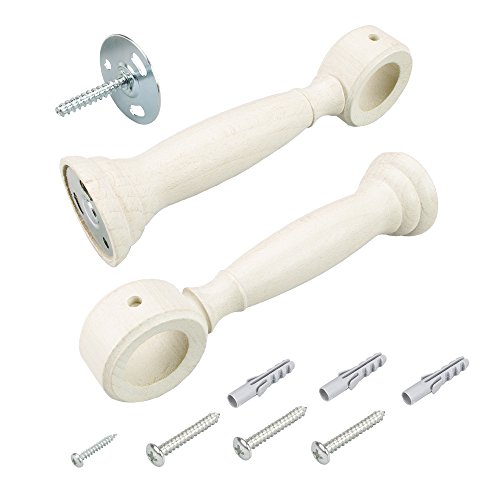 Liedeco Träger 16 cm für Gardinenstange 28 mm Ø Terra | kalkweiß Weiss | 2 Stück von Liedeco