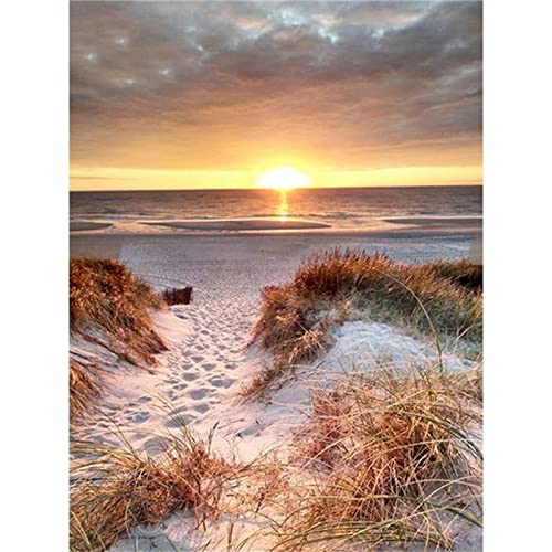 Diamond Painting Sonnenuntergang am Strand 5D Diamond Painting Erwachsene Kit,3D Diamond Painting Bilder Kits,DIY Diamant Painting Bilder Full Drill,Diamant Gemälde für Wand Dekoration 50x70cm/20x28in von Liegeer
