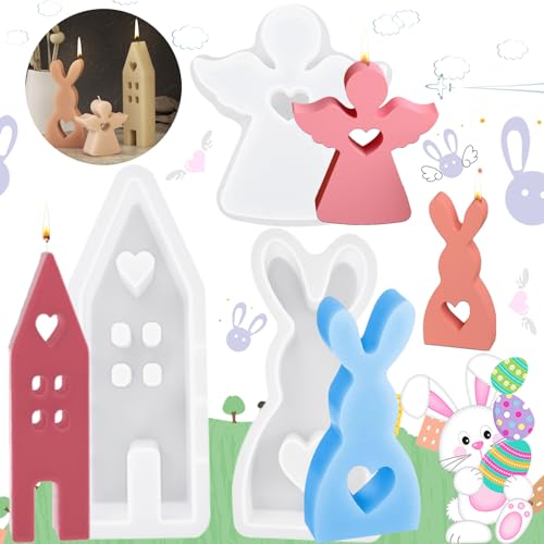 3 Stücke 3D Kaninchen Kerze Silikonform Gips, Osterhase Silikonform Kerzenhalter, Silikonform Ostern, Gießform Engel Silikon Kerzenform, für Kerzenständer, Stabkerzen Teelichter 3 Stücke 3D Kaninchen Kerze Silikonform Gips, Osterhase Silikonform Kerzenhalter, Silikonform Ostern, Gießform Engel Silikon Kerzenform, für Kerzenständer, Stabkerzen Teelichter von Liekadijiae