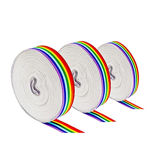 60m Regenbogen Band 1 cm, 1.5 cm und 2,5 cm Regenbogen Band Grosgrain, Doppelseitige Regenbogen Bänder, zum Verpacken von Geschenken, DIY Handwerk Nähen, 20m/Rollen von Liekadijiae