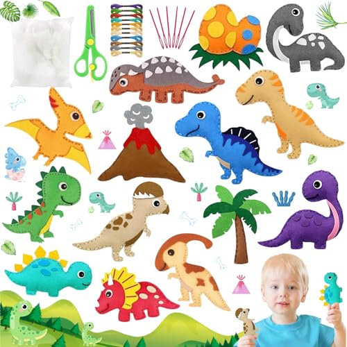Liekadijiae 14 Stück Nähset Dinosaurier Kinder, Sewing Kit for Kids, Nähset für Kinder, Pädagogisches Anfänger-Nähset, Filz Bastelset Dinosaurier Nähen mit Anleitung und Plüschfilzmaterialien Liekadijiae 14 Stück Nähset Dinosaurier Kinder, Sewing Kit for Kids, Nähset für Kinder, Pädagogisches Anfänger-Nähset, Filz Bastelset Dinosaurier Nähen mit Anleitung und Plüschfilzmaterialien von Liekadijiae