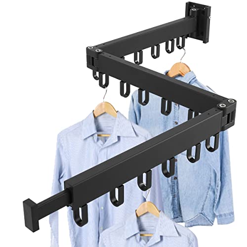 Lieonvis Einziehbarer Kleiderständer, Aluminium, Klappbar, Wandmontage, Wäscheständer mit Handtuchhalter, Kleiderhaken, Starke Tragfähigkeit, für Balkon, Schlafzimmer, Three Fold (Abschnitt A) von Lieonvis