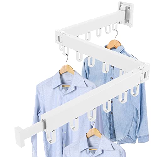 Lieonvis Einziehbarer Kleiderständer, Aluminium, Klappbar, Wandmontage, Wäscheständer mit Handtuchhalter, Kleiderhaken, Starke Tragfähigkeit, für Balkon, Schlafzimmer, Three Fold (Abschnitt B) von Lieonvis
