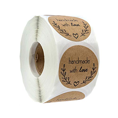 500 Stück Kraftpapier Aufkleber Mit Handmade Love Und Ölzweig Muster Runde Personalisierte Klebende Dekorative Dekoration Für Urlaub Kochen Versiegeln 500 Stück Kraftpapier Aufkleber Mit Handmade Love Und Ölzweig Muster Runde Personalisierte Klebende Dekorative Dekoration Für Urlaub Kochen Versiegeln von Liery